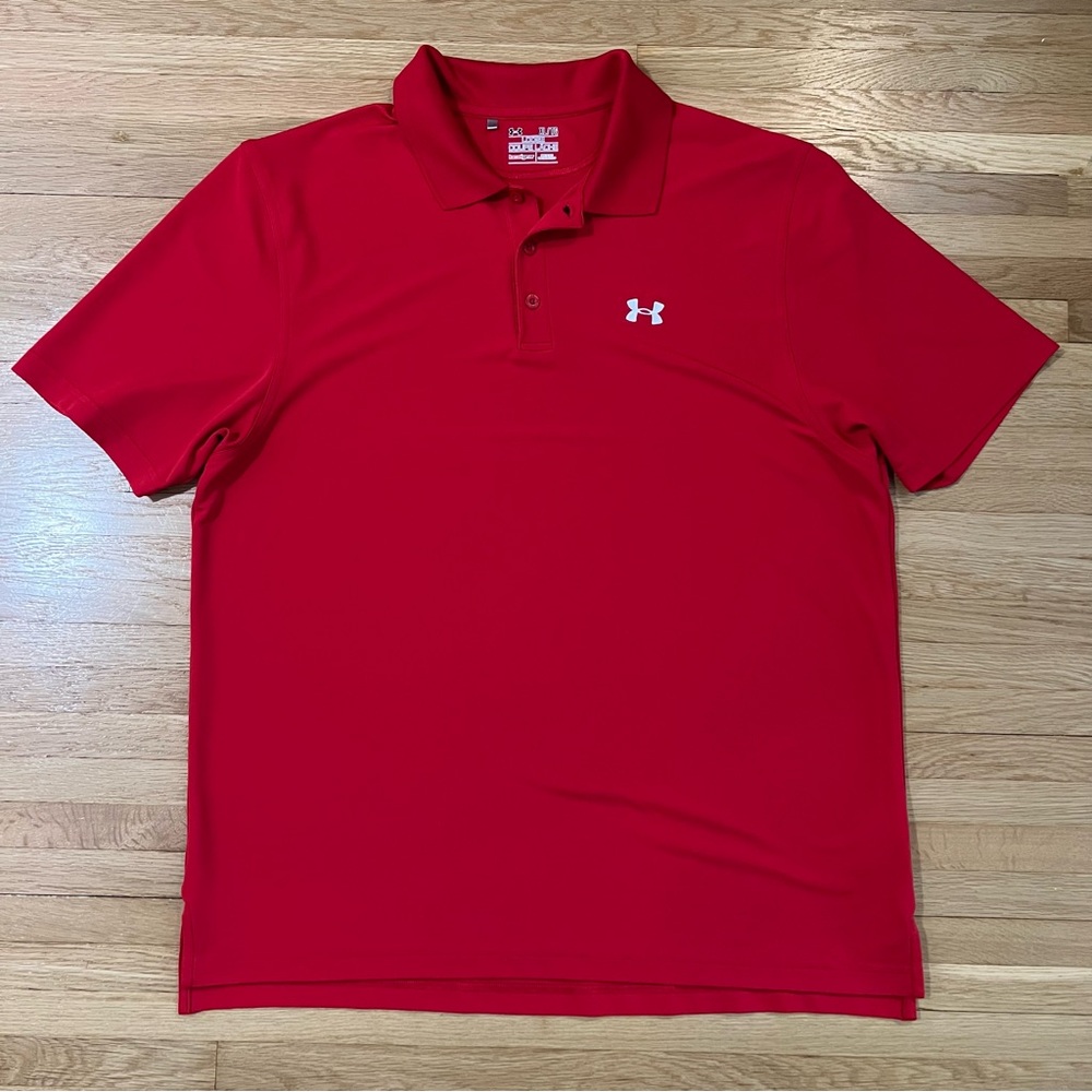 Men’s Under Armour Heat Gear Polo, Red, Solid Color, Size XL, Valentine!